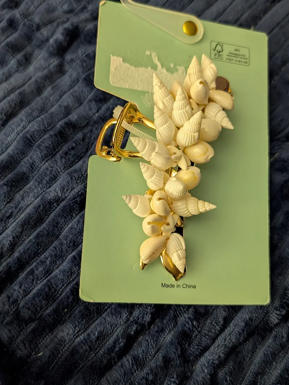 Piper K Seashell Cluster Hair Clip Gold Tone Claw Coastal Beachy Vacation NEW